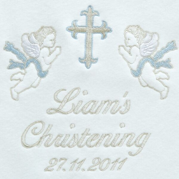 Christening Personalised Blanket...Cherubs Blue Thumbnail