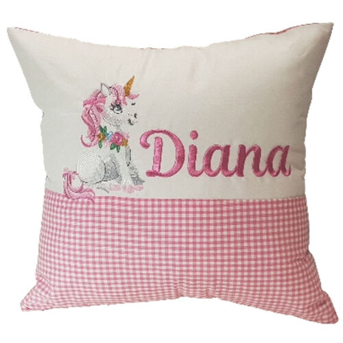 Personalised Unicorn gingham cushion Thumbnail
