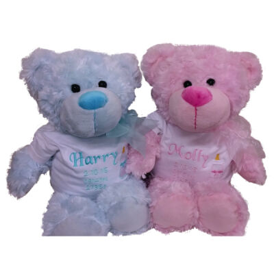 New Baby Personalized Twins Teddy Bear Gift.. Baby Animals Thumbnail