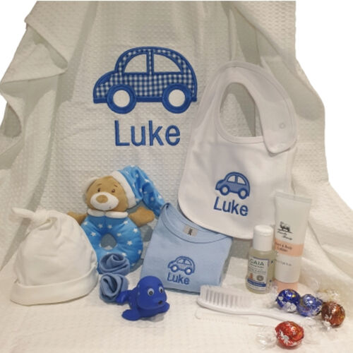 Waffle Weave Blanket with Personalised Little Car & Name Thumbnail