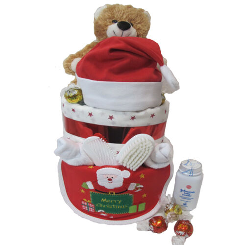 Baby's Christmas Nappy Cake - Santa Thumbnail